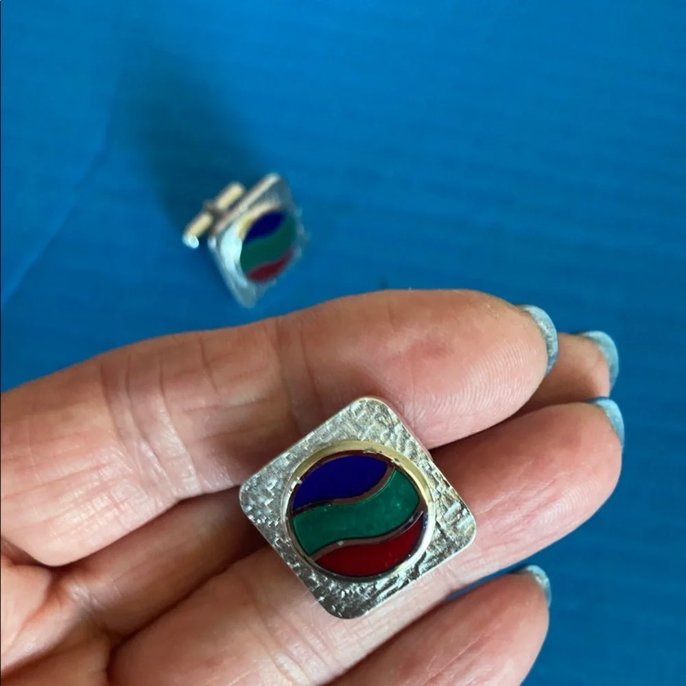 Square Cuff Links with Artistic Design